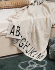 KNITTED BLANKET ABC NATURAL - BLACK