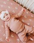 Mebie Baby Fitted Crib Sheet - Blush Triangle