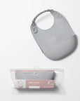 ROLL & LOCK SILICONE BIB DOVE GREY