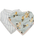 Loulou Lollipop Bandana Bib Set - Wild Rose