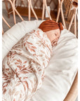 Baby Organic Cotton Muslin Swaddle Floral - Terracota