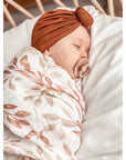 Baby Organic Cotton Muslin Swaddle Floral - Terracota