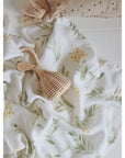 Baby Organic Cotton Muslin Swaddle Daffodil - Green/ Yellow
