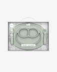 Mini Feeding Set (Happy Mat + Mini utensils) - Sage