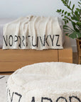 KNITTED BLANKET ABC NATURAL - BLACK