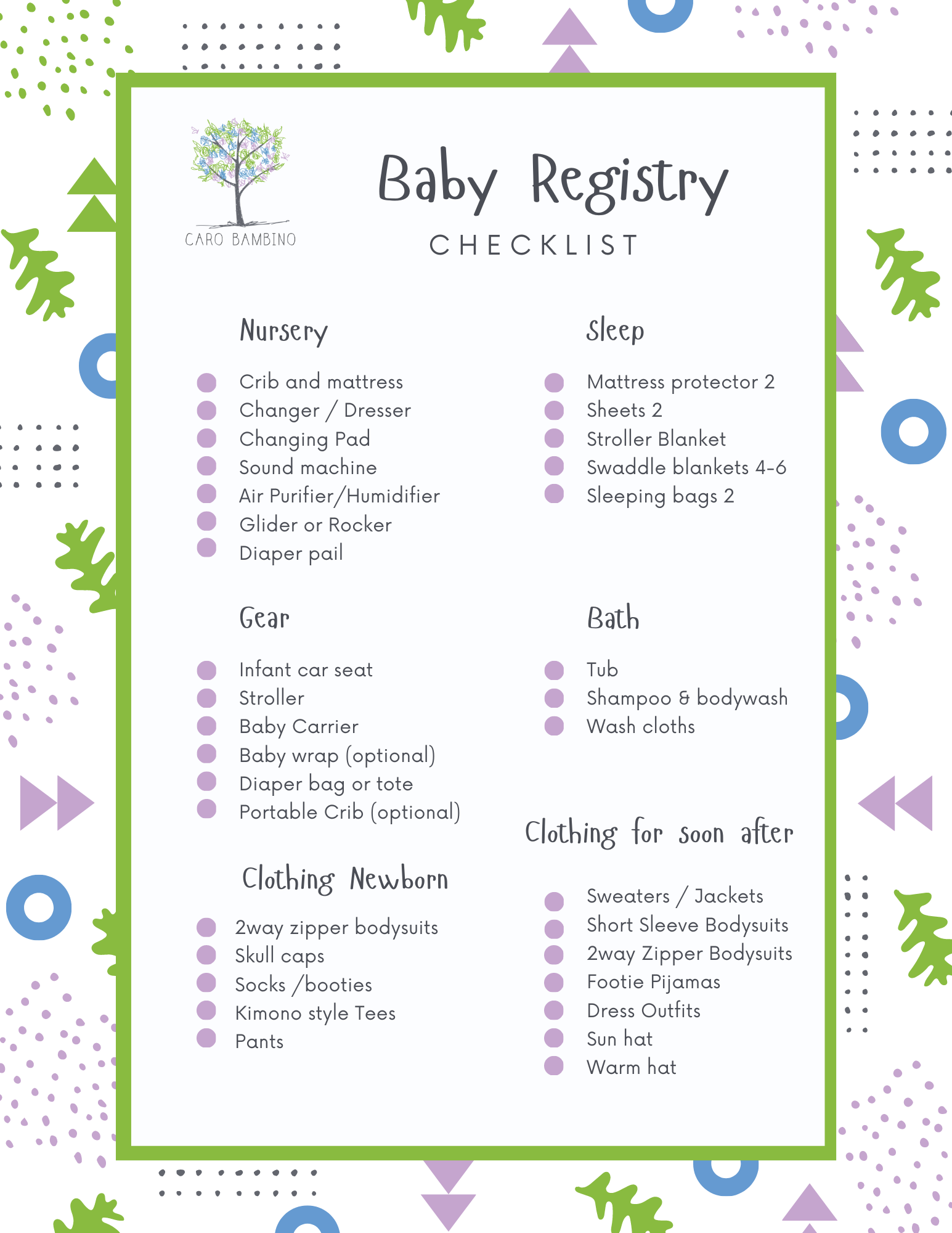 Baby Registry Checklist