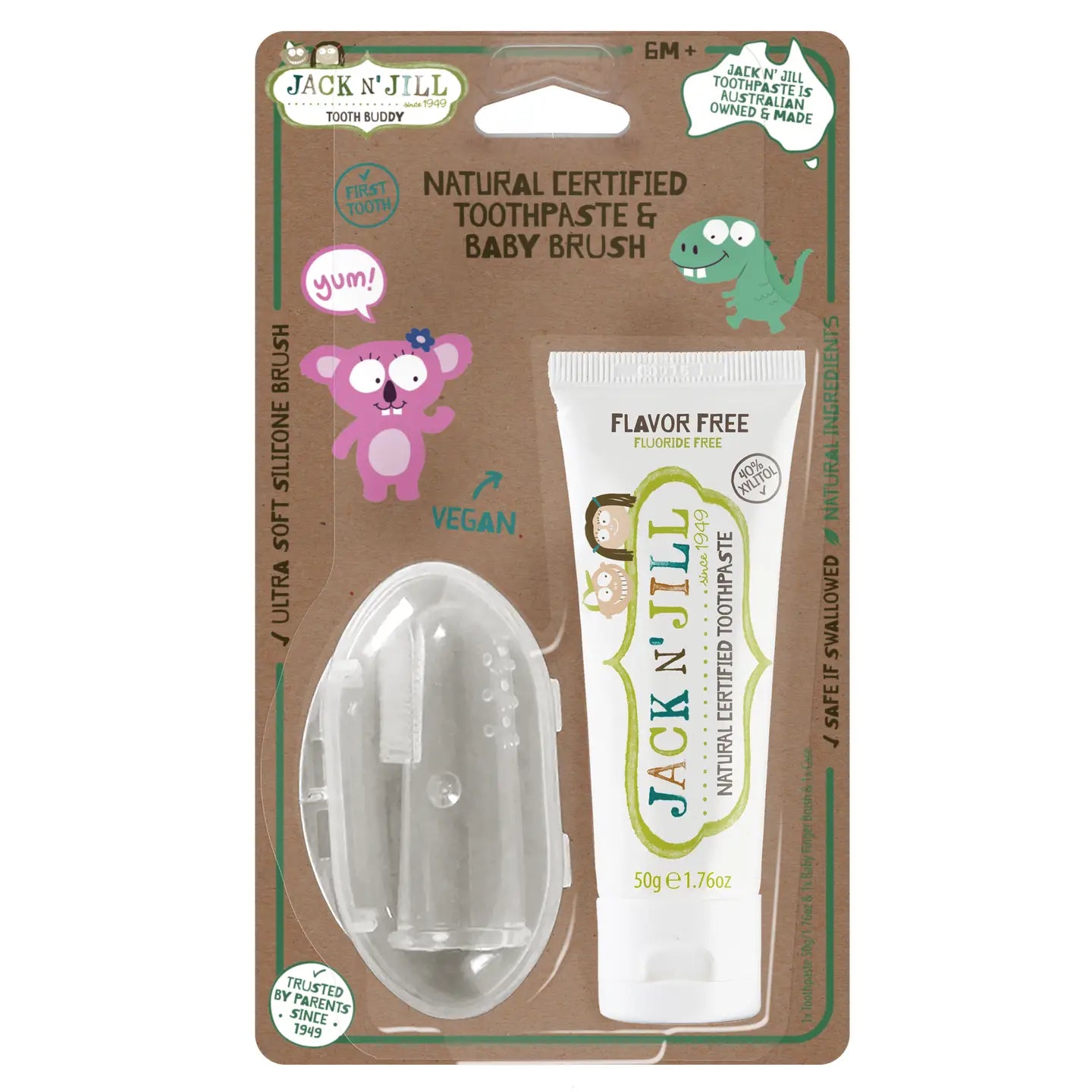 Jack N' Jill Tooth Buddy Pack - Flavorfree + Finger Brush