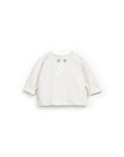 Long sleeve T-shirt with chest opening - Ivory