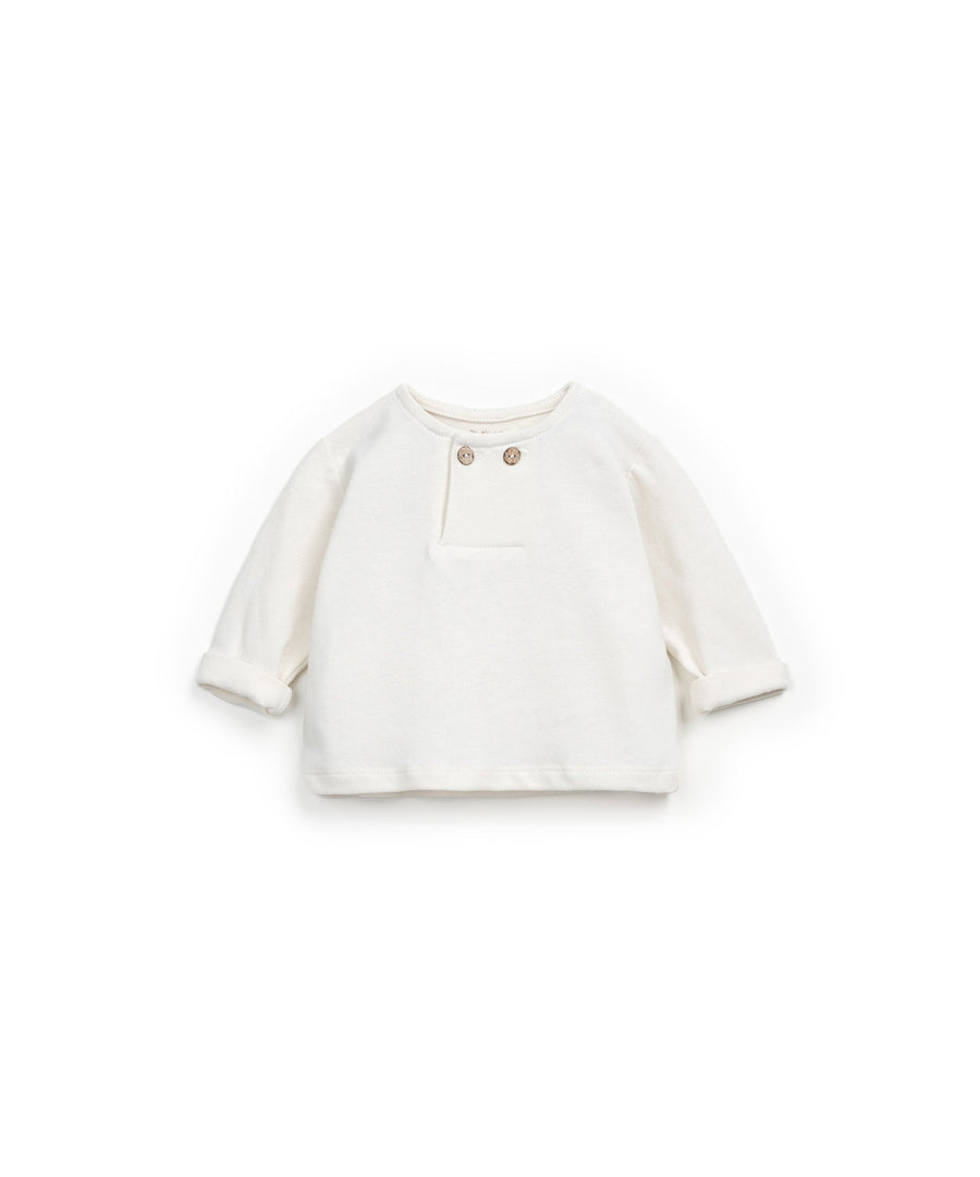 Long sleeve T-shirt with chest opening - Ivory