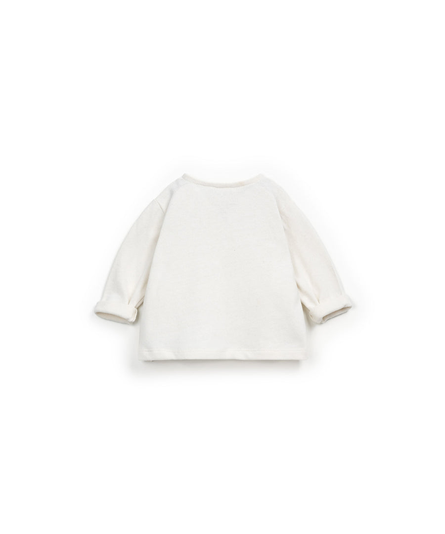 Long sleeve T-shirt with chest opening - Ivory