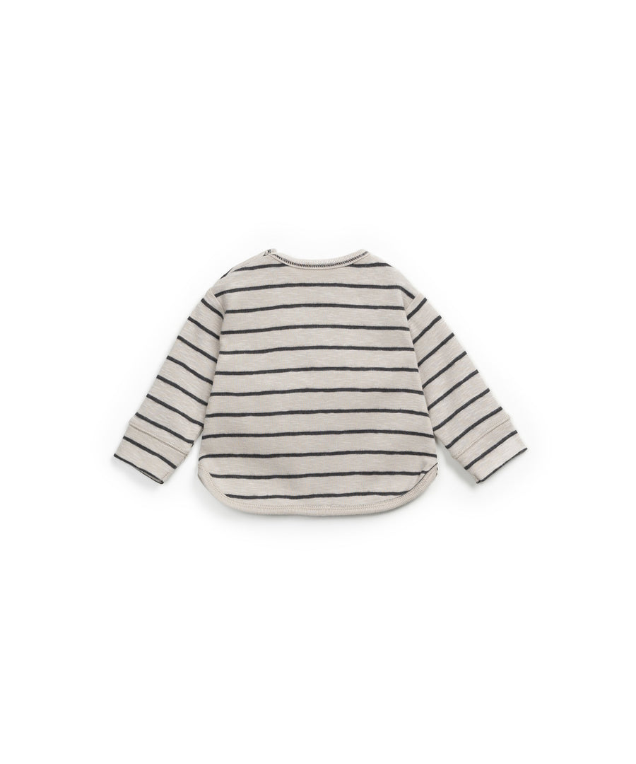 Long sleeve T-shirt with chest pocket - Blue stripes