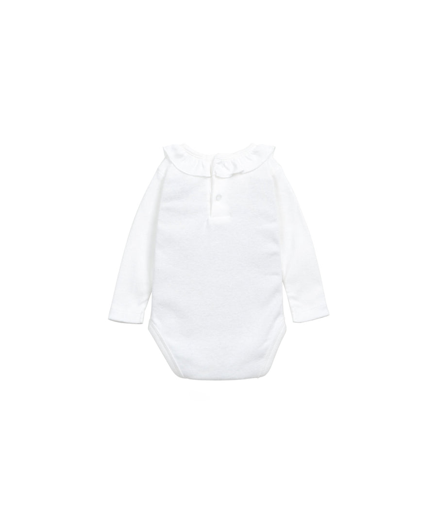 Bodysuit with Collar Detail & Snaps - White