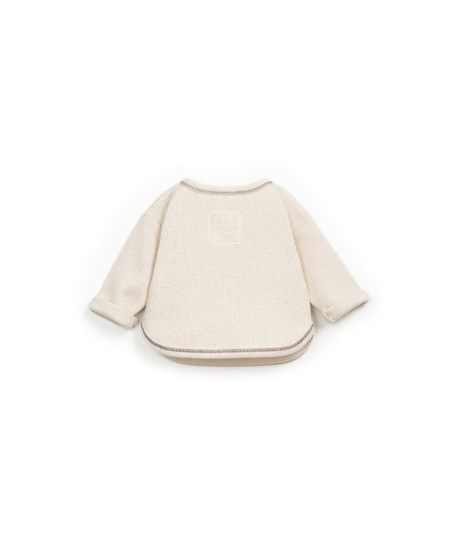 Waffle Long Sleeve with buttons - Ivory