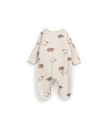 Jumpsuit with sheep print ivory | Wooden Memories