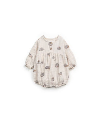 Woven jumpsuit in organic cotton hedgehog