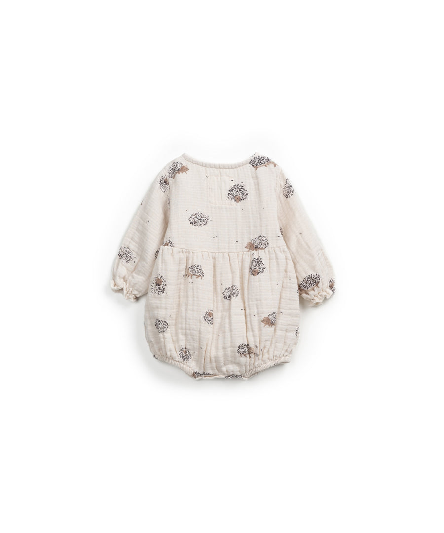 Woven Bubble Romper with Snaps- Hedgehog