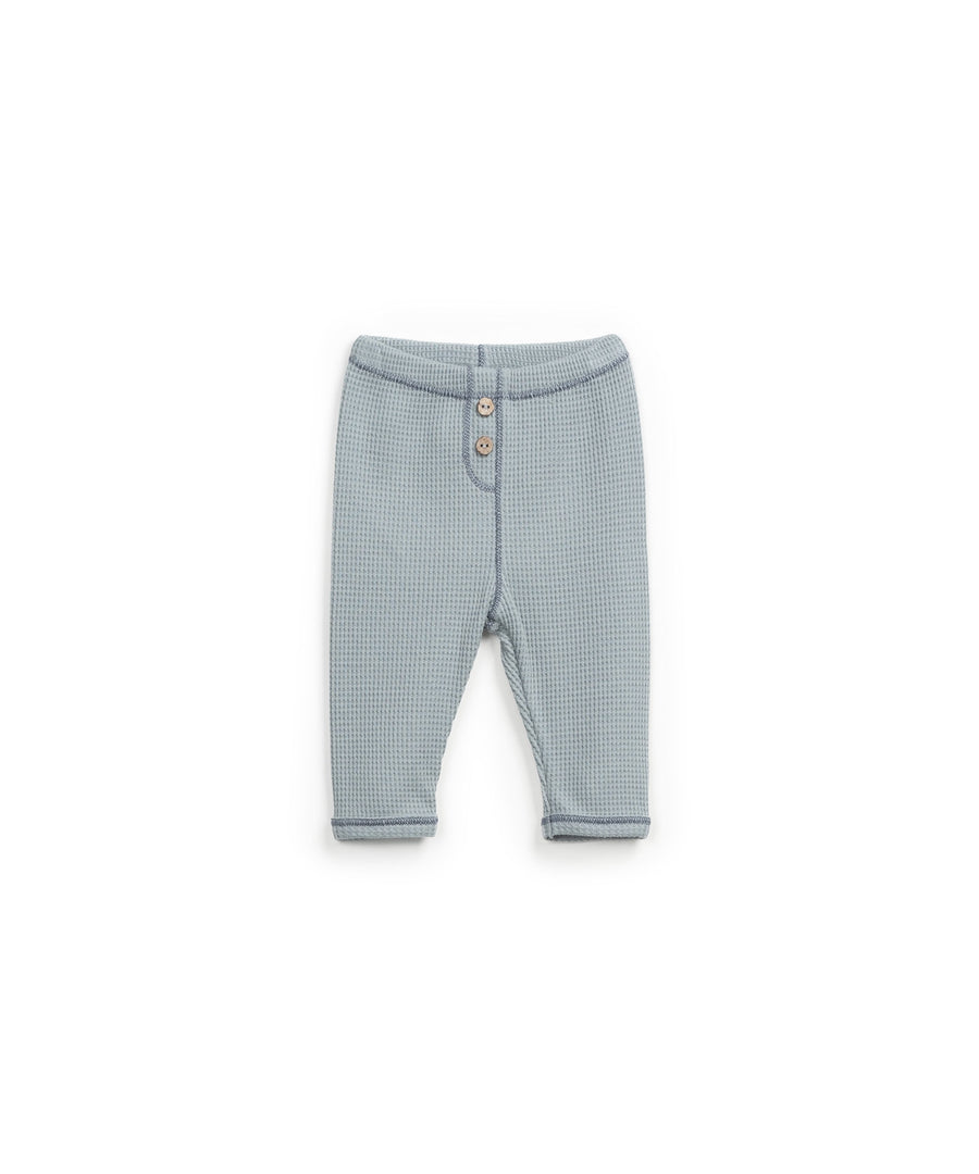 Interlock pants dusty blue with contrasting seams | Wooden Memories