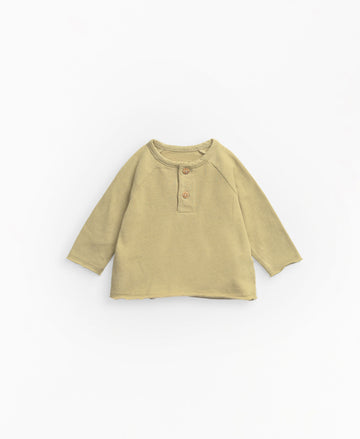 Longsleeve T-shirt with coconut buttons - Beige