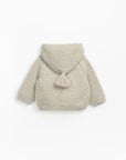 Knitted jacket with pom-pom Hoodie - Natural