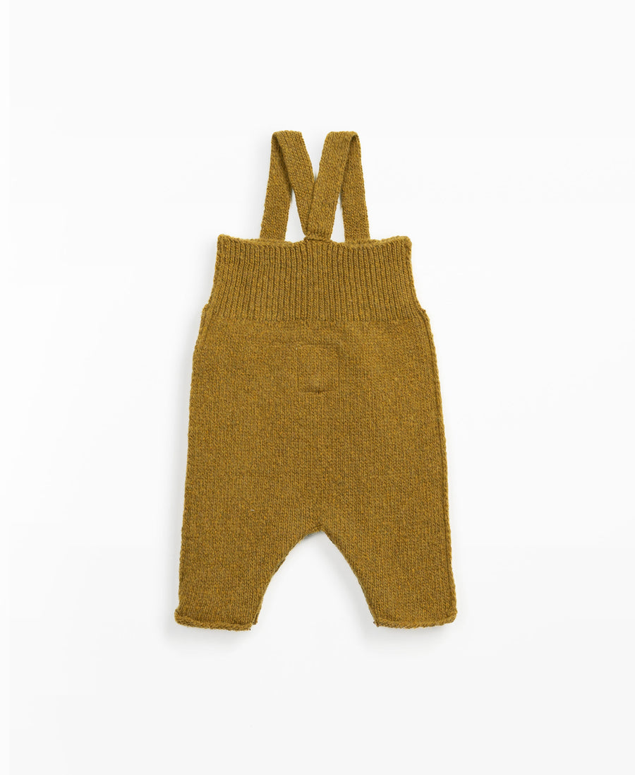 Knitted jumpsuit with shoulder straps - Mustard