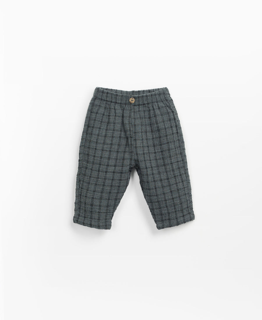 Checked trousers in organic cotton - Charcoal