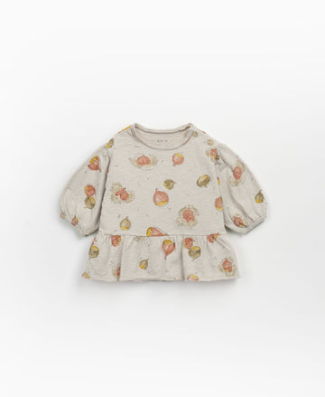 T-shirt with Chestnut print and frill