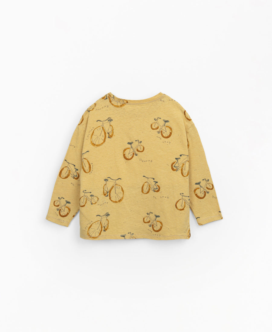 Long sleeve T-shirt with bikes pattern - Mustard