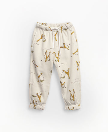 Trousers with adjustable cord slingshot print