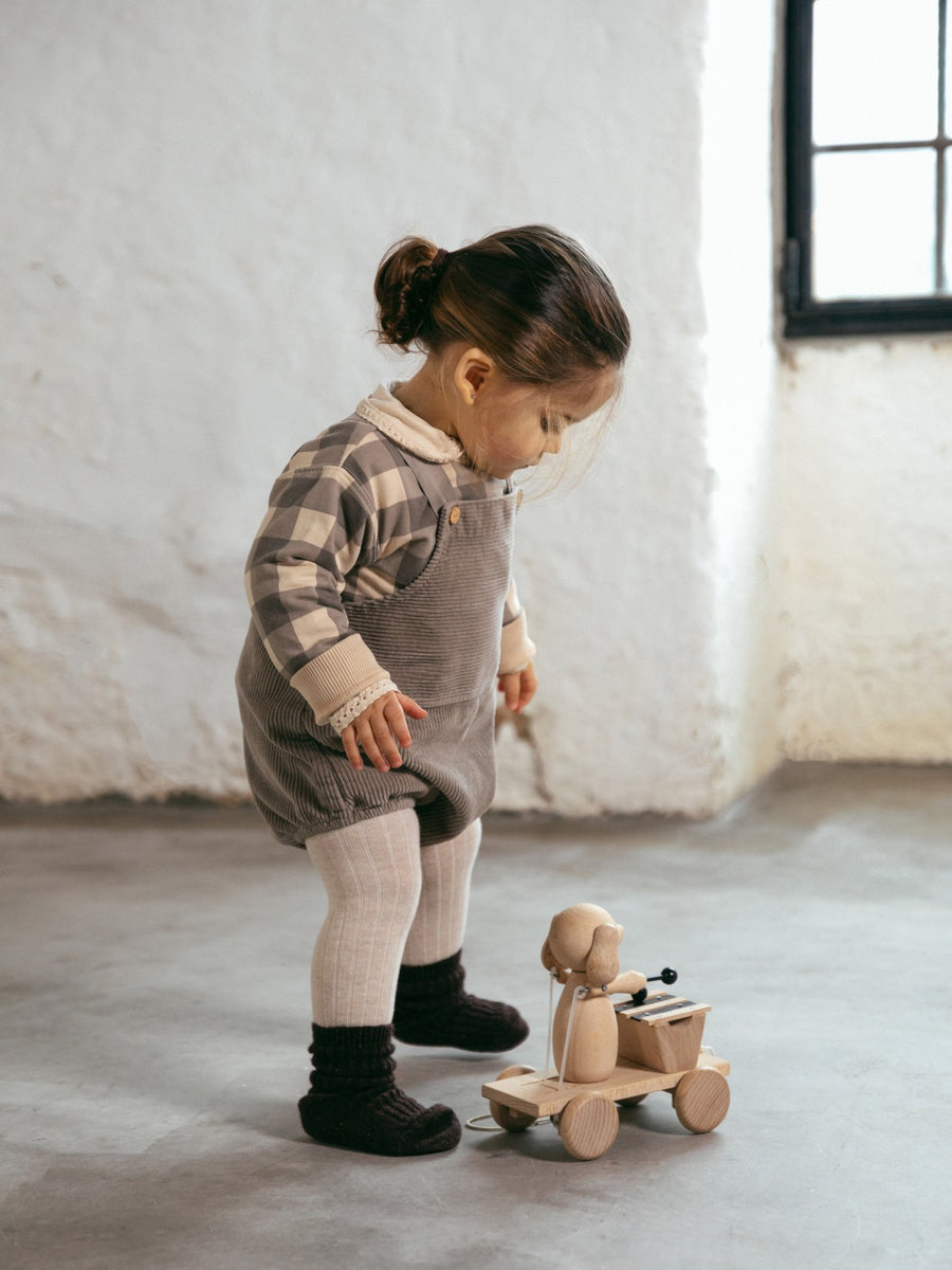 Bubble romper in cotton corduroy - Taupe