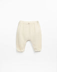 Woven trousers with decorative coconut button - Off white
