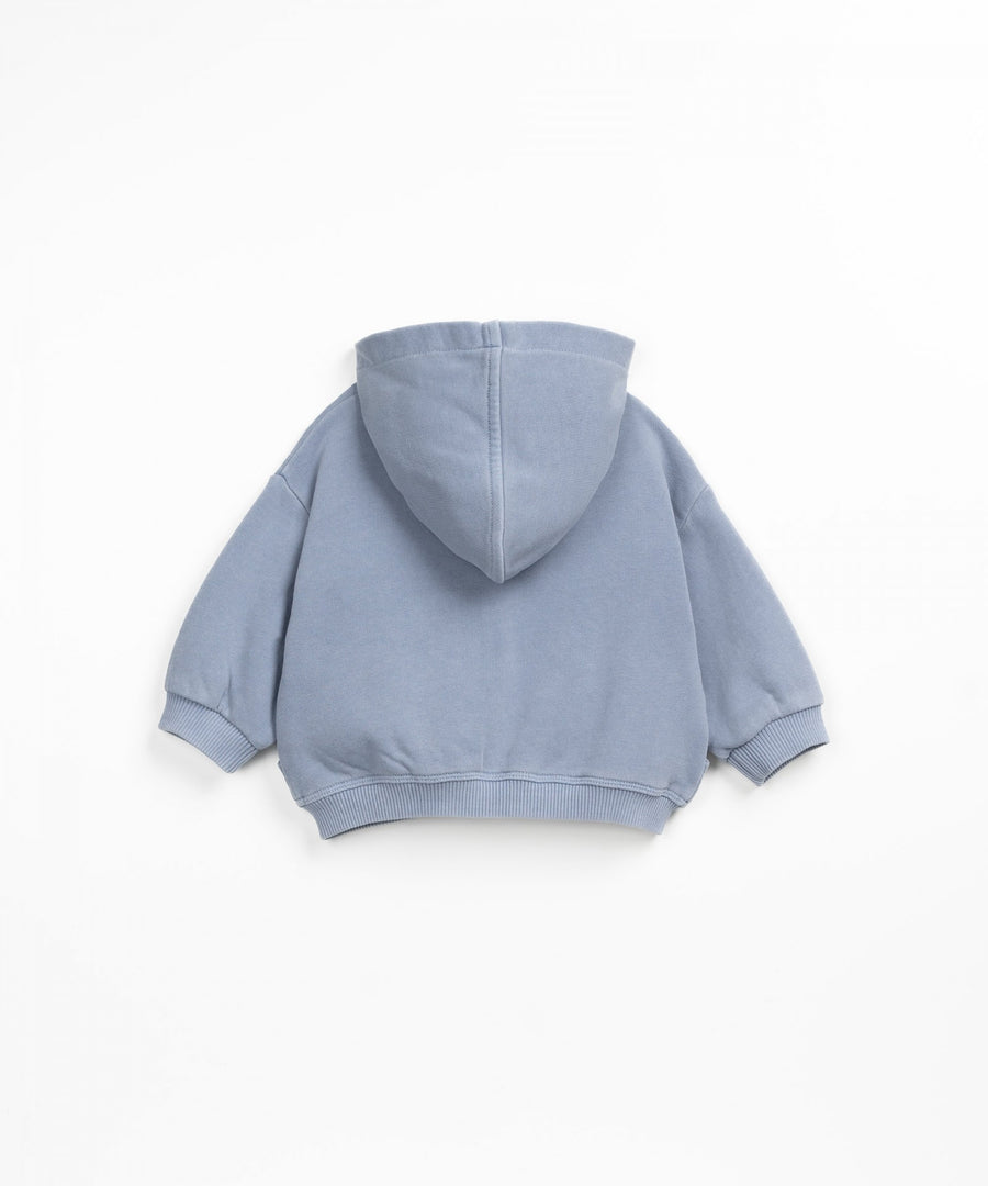 Jersey stitch hooded jacket with pockets - Blue