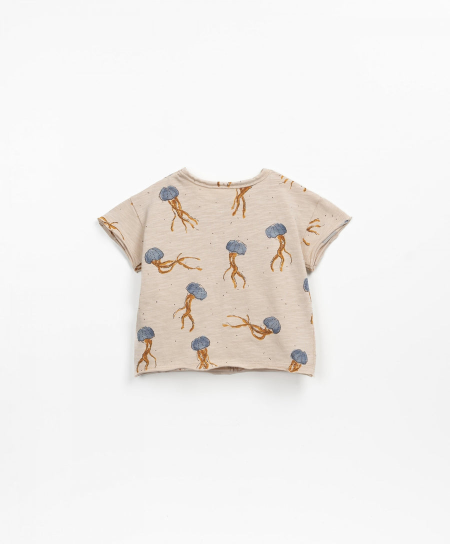 T-shirt with shoulder opening - Beige Jellyfish
