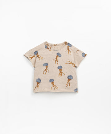 T-shirt with shoulder opening - Beige Jellyfish