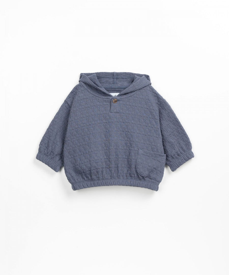 Hooded jacquard sweater - Indigo
