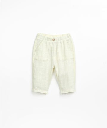 Trousers in mixture of organic cotton and recycled cotton - Light Green