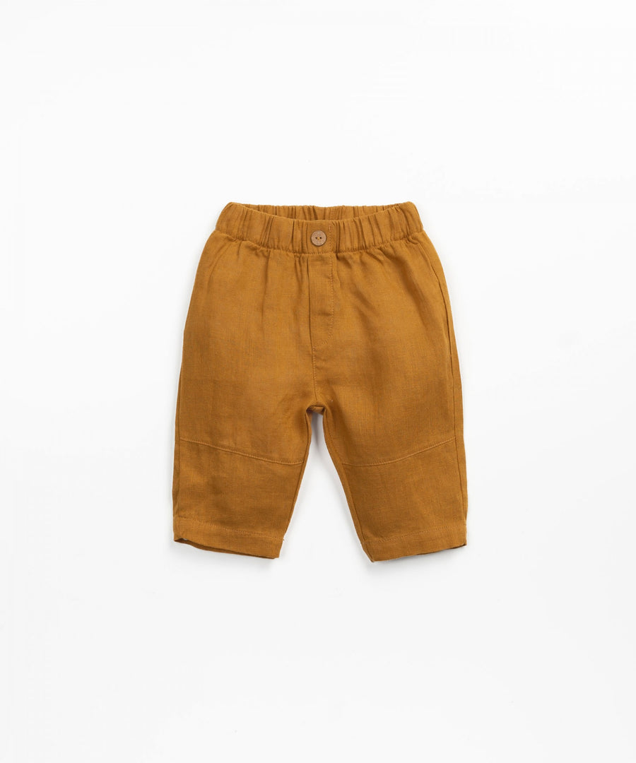 Linen trousers with elastic waist - Camel