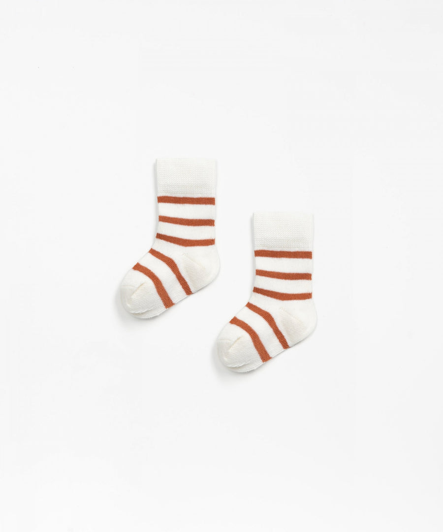Striped ribbed socks - Terracota stripes