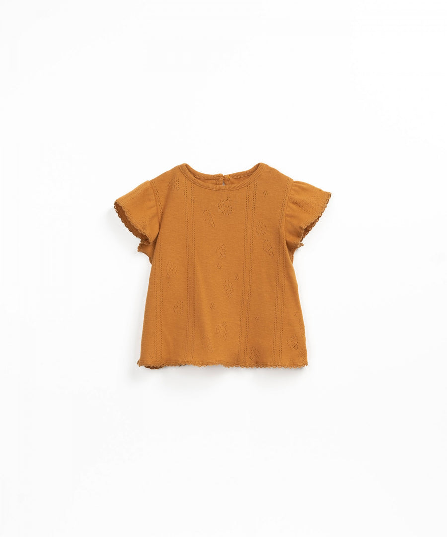 T-shirt with openwork pattern - Terracota