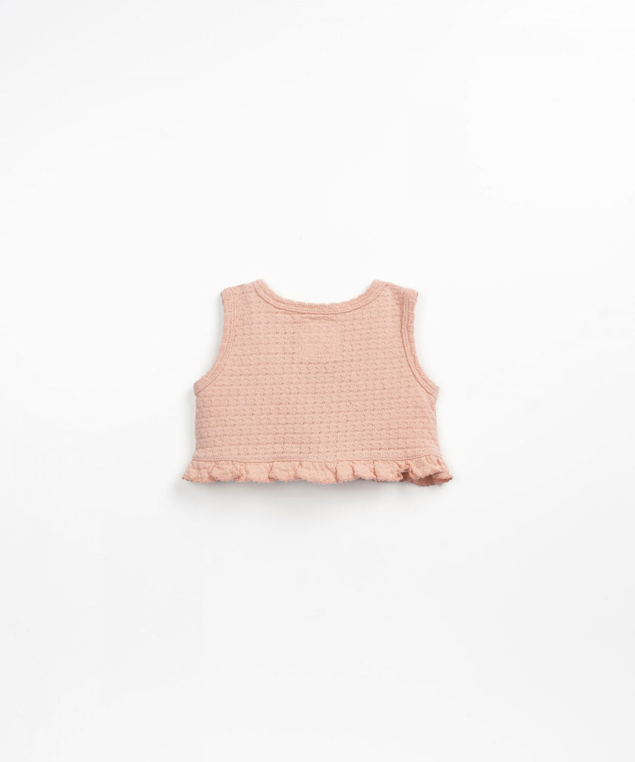 Organic Cotton Top with Decorative buttons and ruffles - Pink