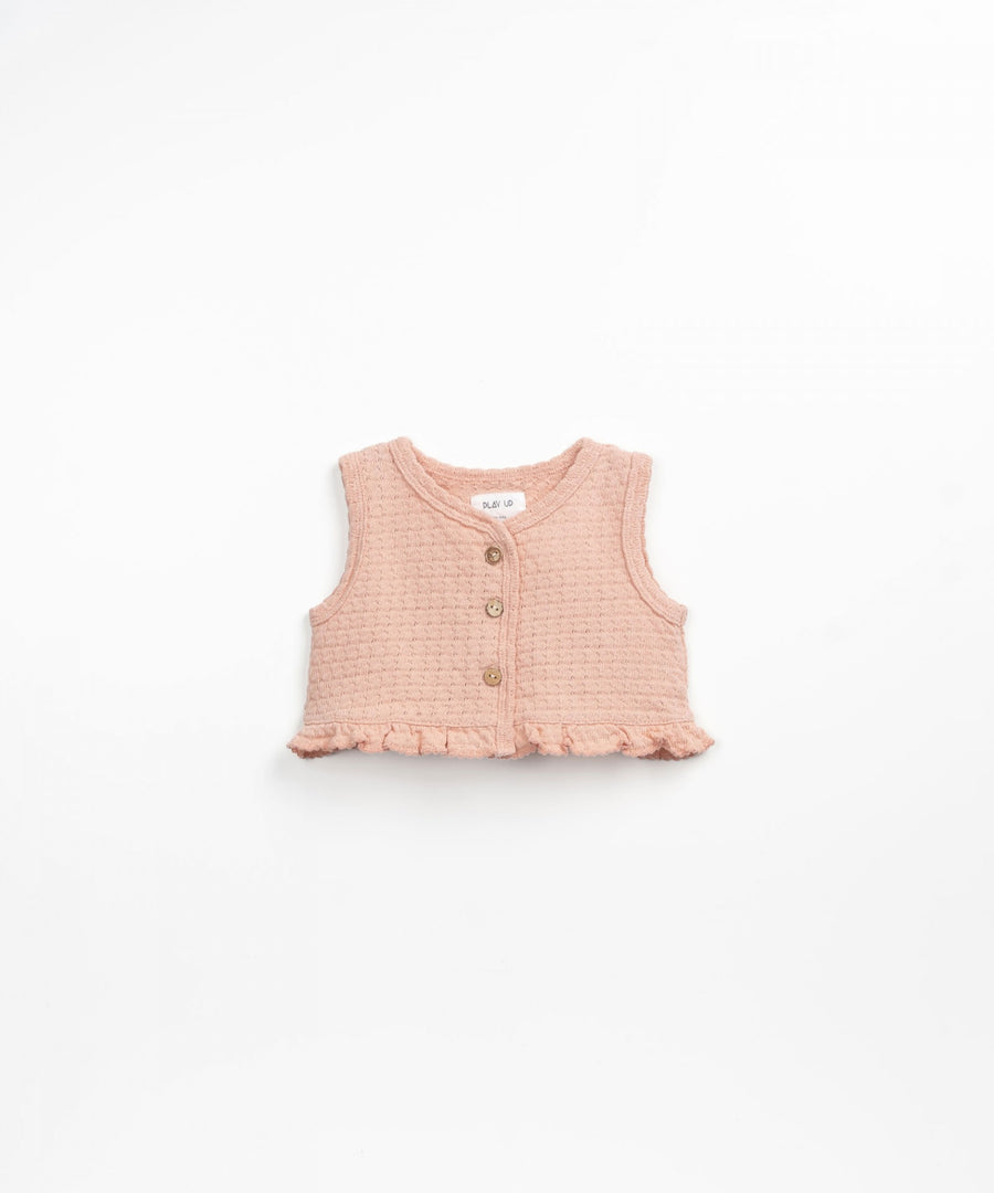 Organic Cotton Top with Decorative buttons and ruffles - Pink