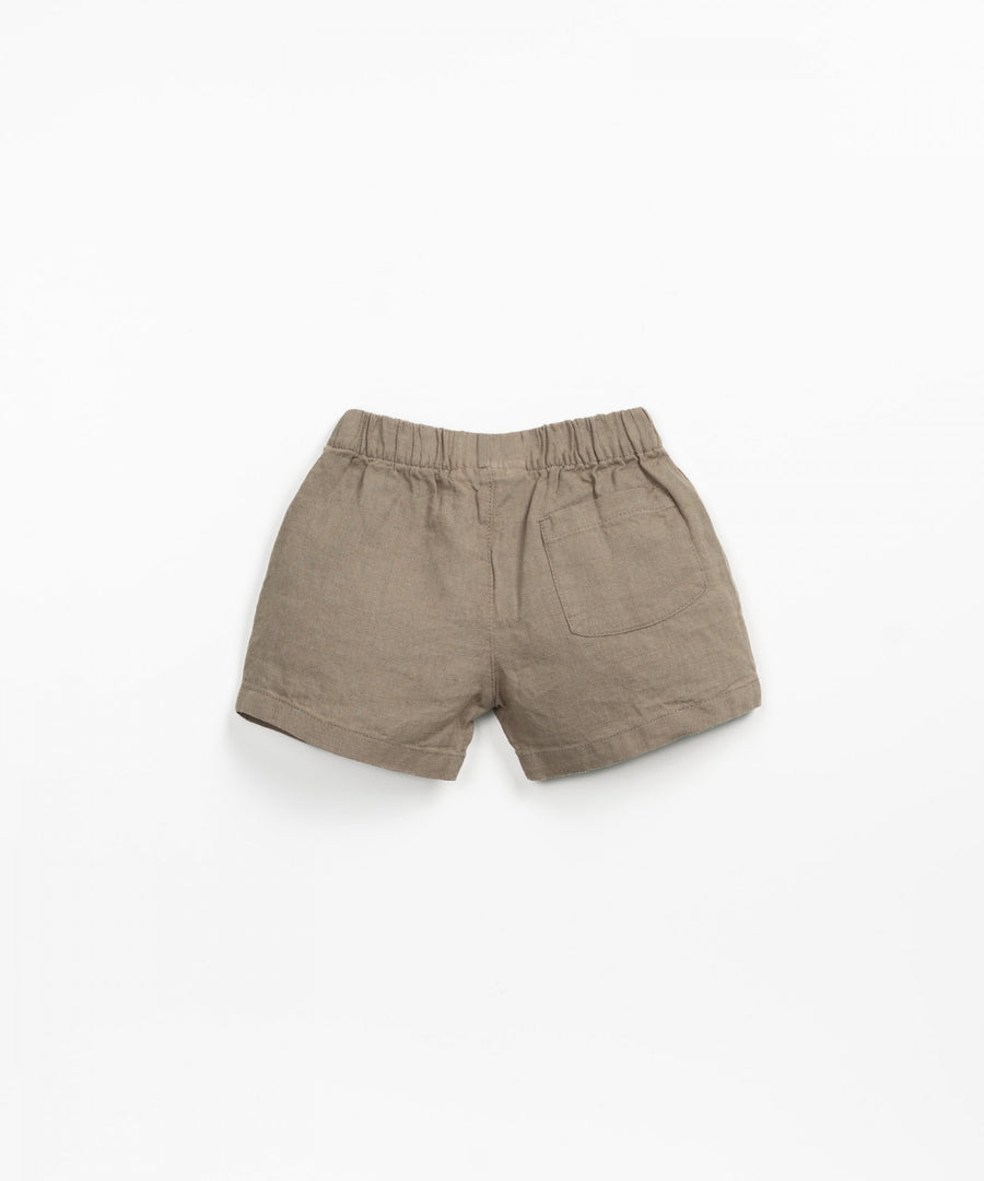 Linen shorts with rear pocket - Taupe