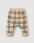 Plaid pull-up pants and decorative drawstring