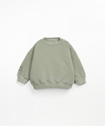 Crewneck with rib and embroidery details - Sage