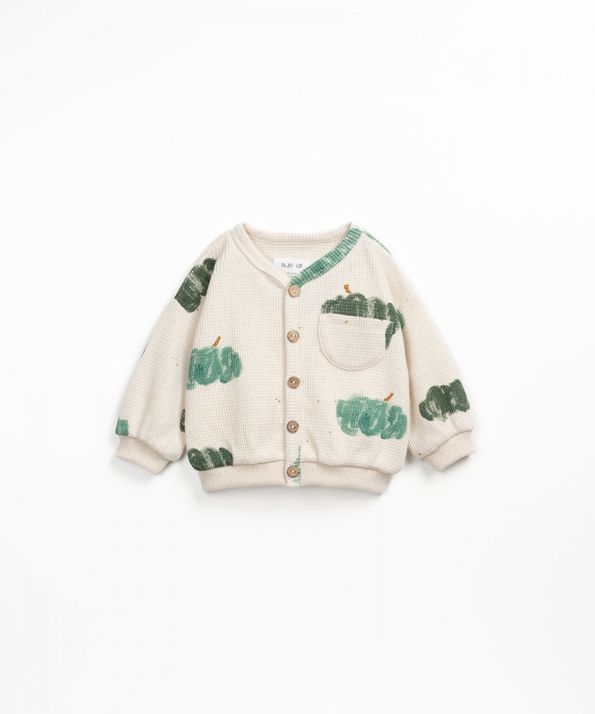 Waffle Cardigan with pocket- Green Pumpkin | Caro Bambino
