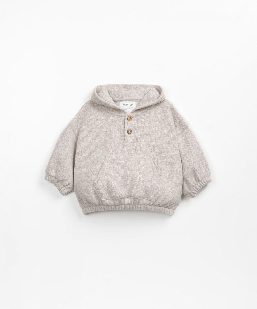 Hooded Sweater with kangaroo pocket - Ecru