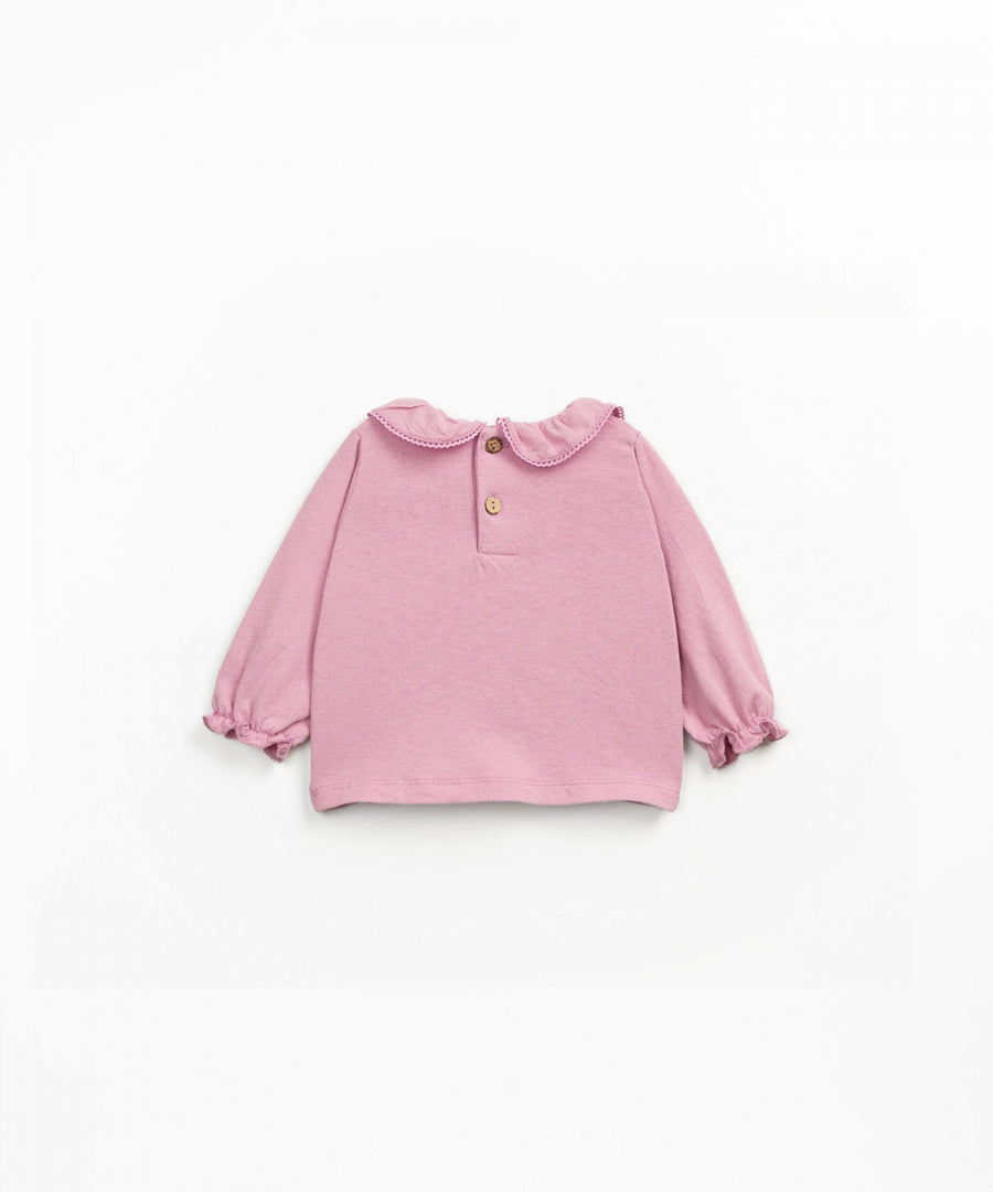 Knitted Jersey with Collar - Orchid