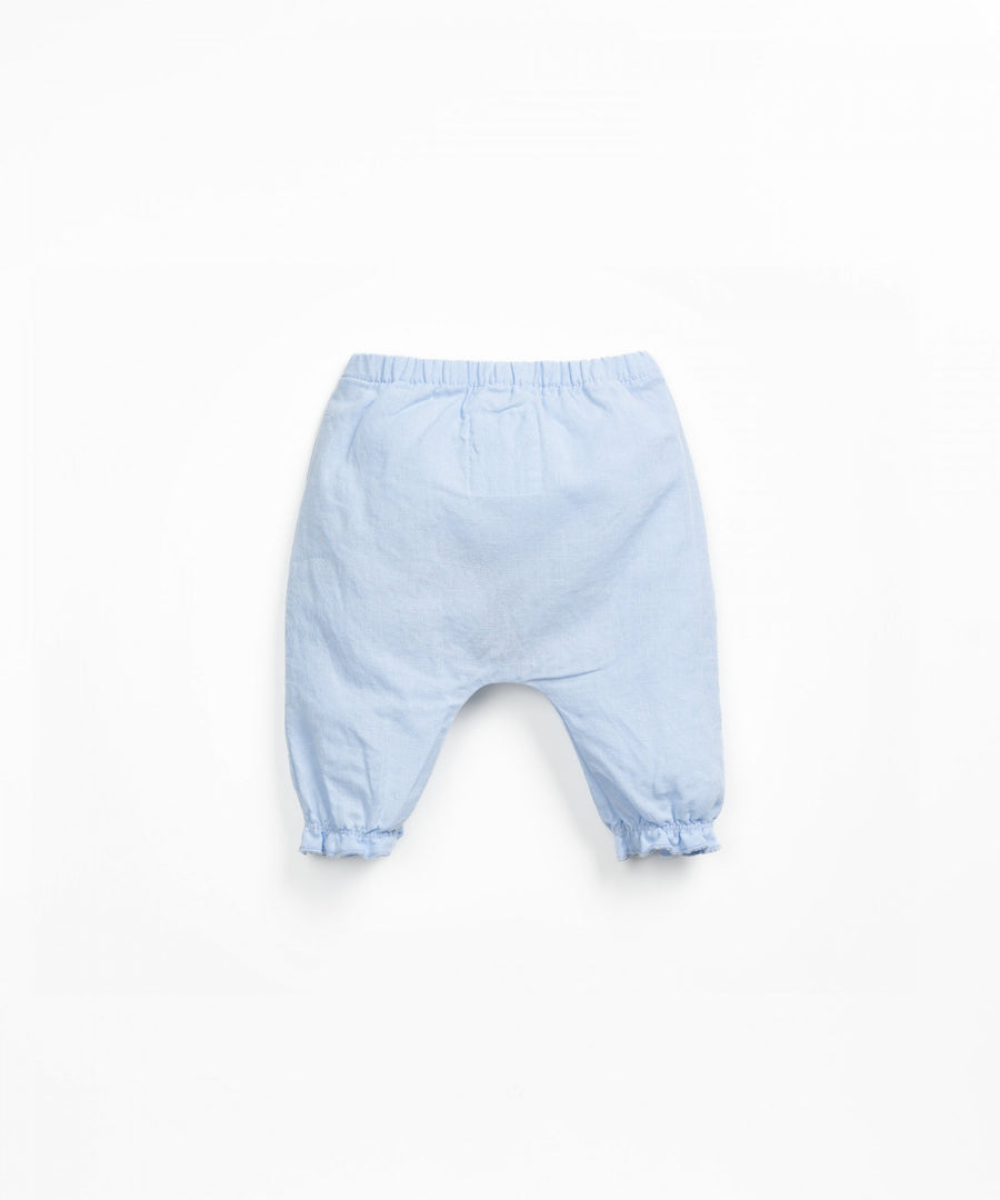 Linen blend Trousers with Frill - Sky Blue