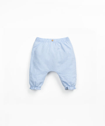 Linen blend Trousers with Frill - Sky Blue