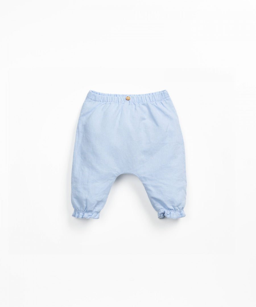Linen blend Trousers with Frill - Sky Blue