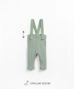 Rib Leggings with Suspenders - Sage